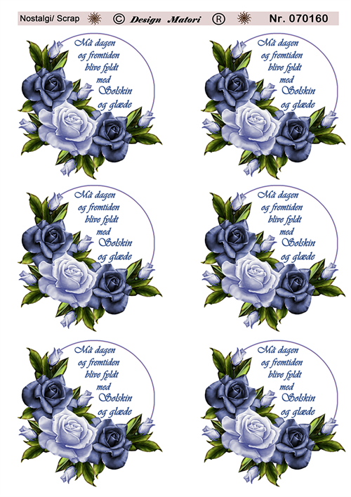  3D Blå roser med tekst