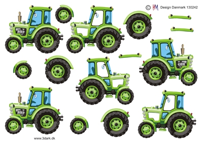 3D Grøn traktor