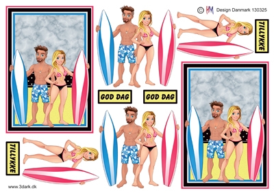  3D Unge mennesker med surfboard