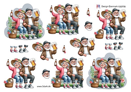 3D Ældre par på bænk