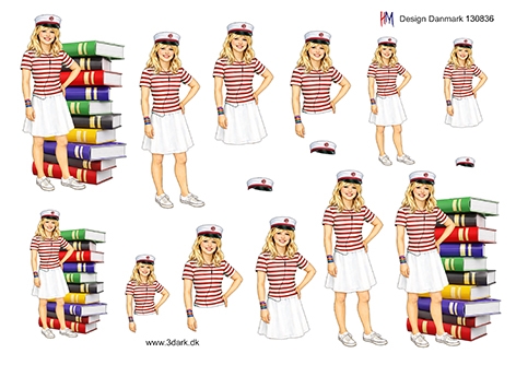 3D Rød studenterpige