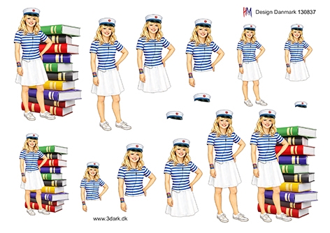 3D Blå studenterpige