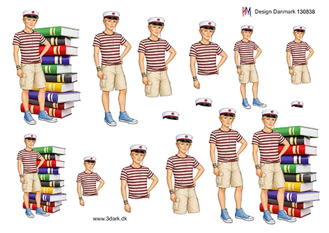 3D Rød studenterdreng