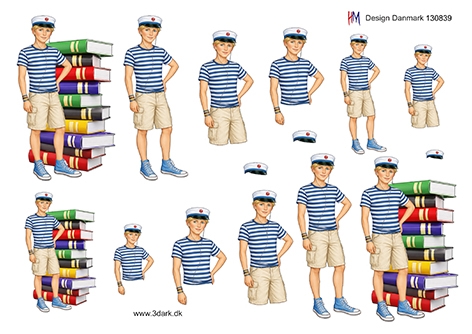 3D Blå studenterdreng