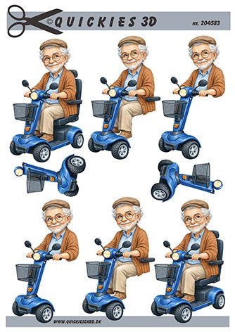 3D Ældre mand på scooter