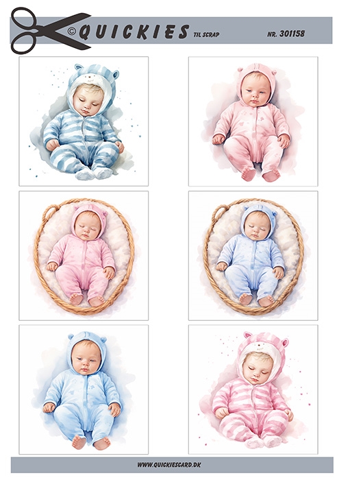 Små motiver med babyer Quickies til scrap