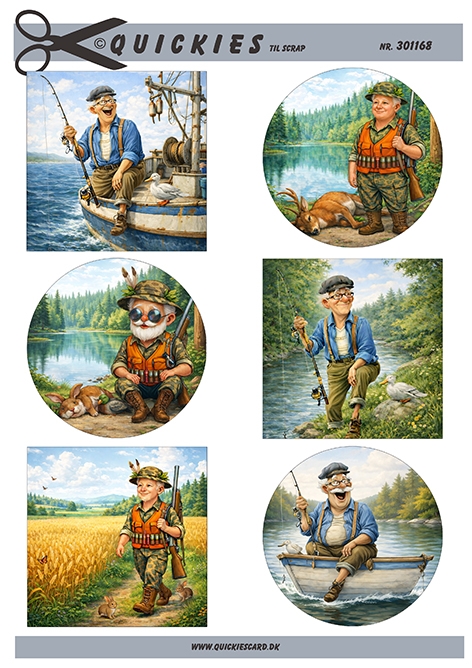Mænd der fisker og jager Qucikies til scrap