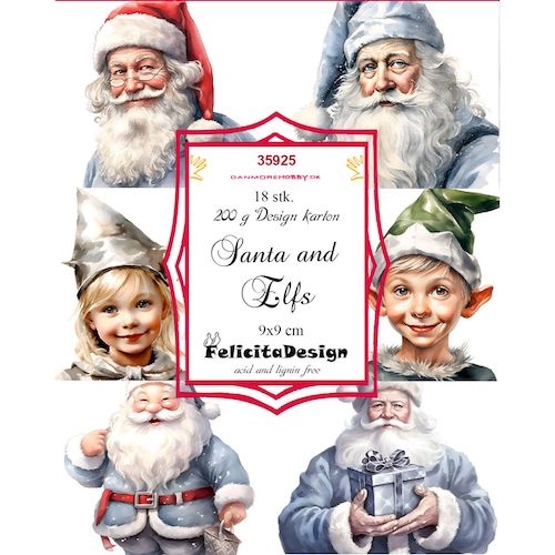 Toppers Santa and elfs 9x9cm 18stk 200g
