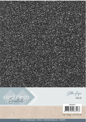  Deco Card Glitter karton Black  230g 