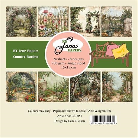 By Lene paperpad Contry garden 3x8design 15x15cm 200g