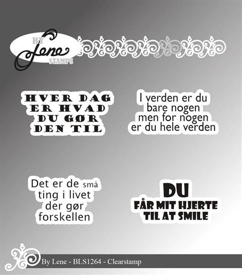 By Lene clearstamp Danske tekster Største 3,9x1,8cm
