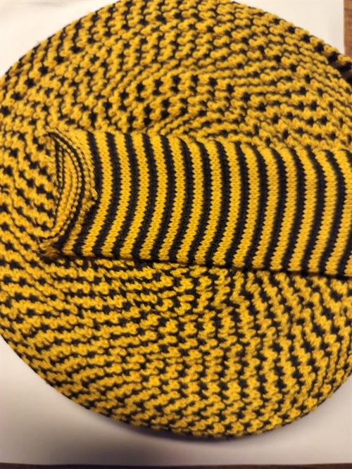 Gul-sort 1cm stribet tubestrik 1m