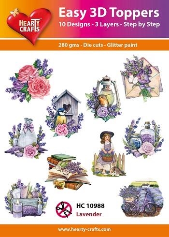 Easy 3D Toppers Lavender 10 udstandsede motiver med glimmer