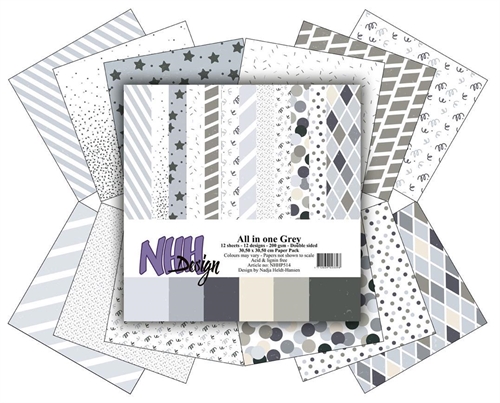 NHH Design Paperpad All in one Grey 12 ark dobbeltsidet 30,5x30,5cm