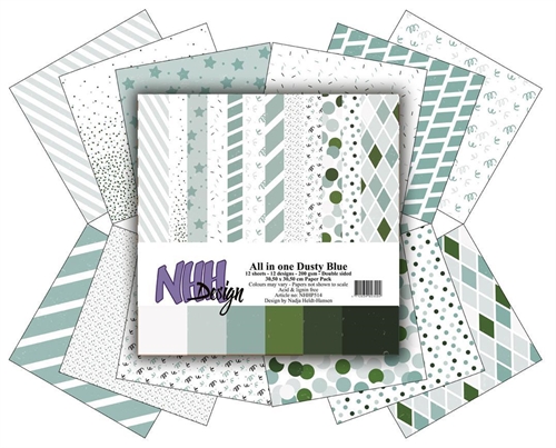 NHH Design Paperpad All in one Dusty Blue 12 ark dobbeltsidet 30,5x30,5cm