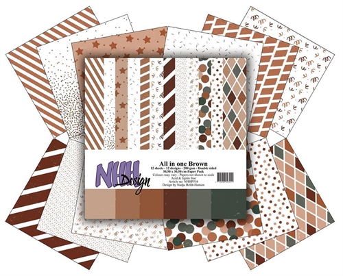 NHH Design Paperpad all in one Brown 12 ark dobbeltsidet 30,5x30,5cm