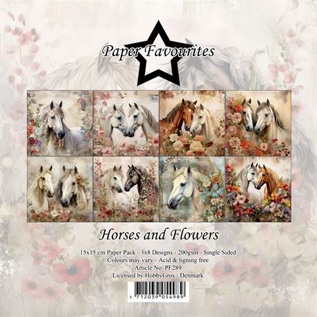 Paper Favourties Horses and flowers 3x8design 15x15cm 200g