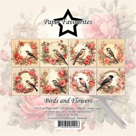 Paper Favourites Birds and flowers 3x8design 15x15cm 200g