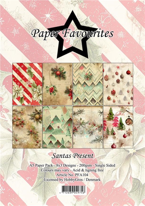 Paper Favourites Santas present A5 14,85x10,5cm 3x8design 200g