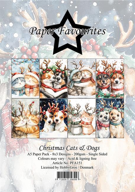 Paper Favourites Christmas cats and dogs 3x8design 14,85x21cm 200g