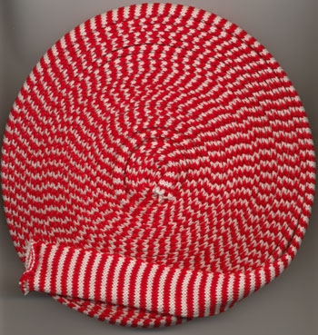 Råhvid-rød stribet 5cm tubestrik 1m