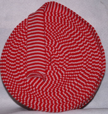 Rød-hvid 2,2cm stribet tubestrik 1m