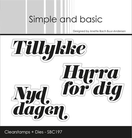 Simple and basic Clearstamps + dies Danske tekster A7