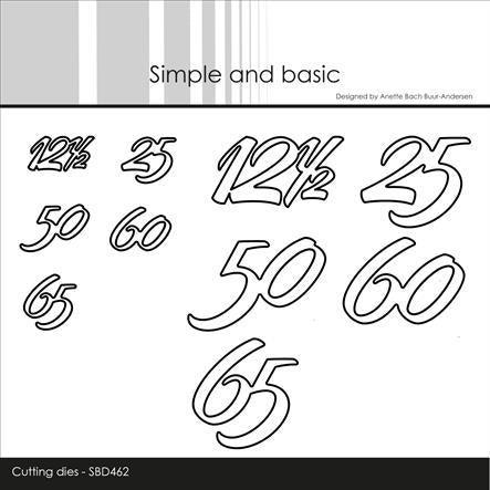 Simple and basic dies Diverse årstal 50: 4,2x2,8cm & 2,1x1,4cm